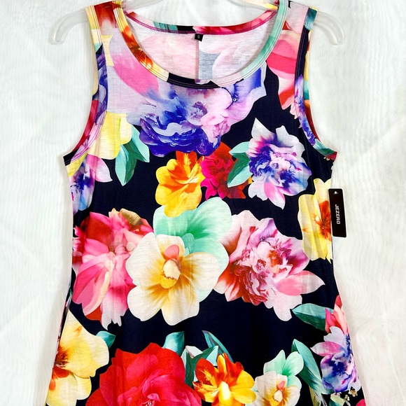 NWT Womens Colorful Floral Summer Tank Style Knit Dress / Small - Picture 3 of 10